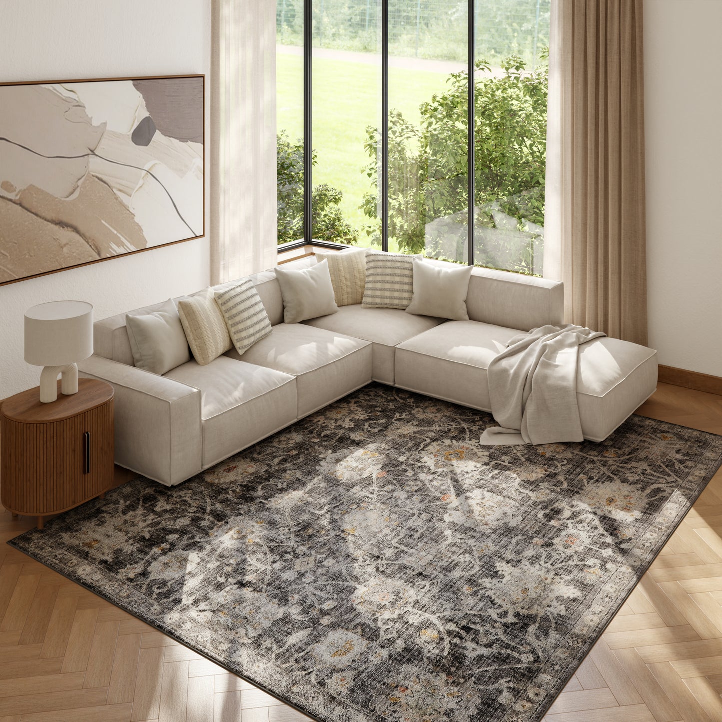 Nourison Home Oushak Home  Charcoal  Traditional