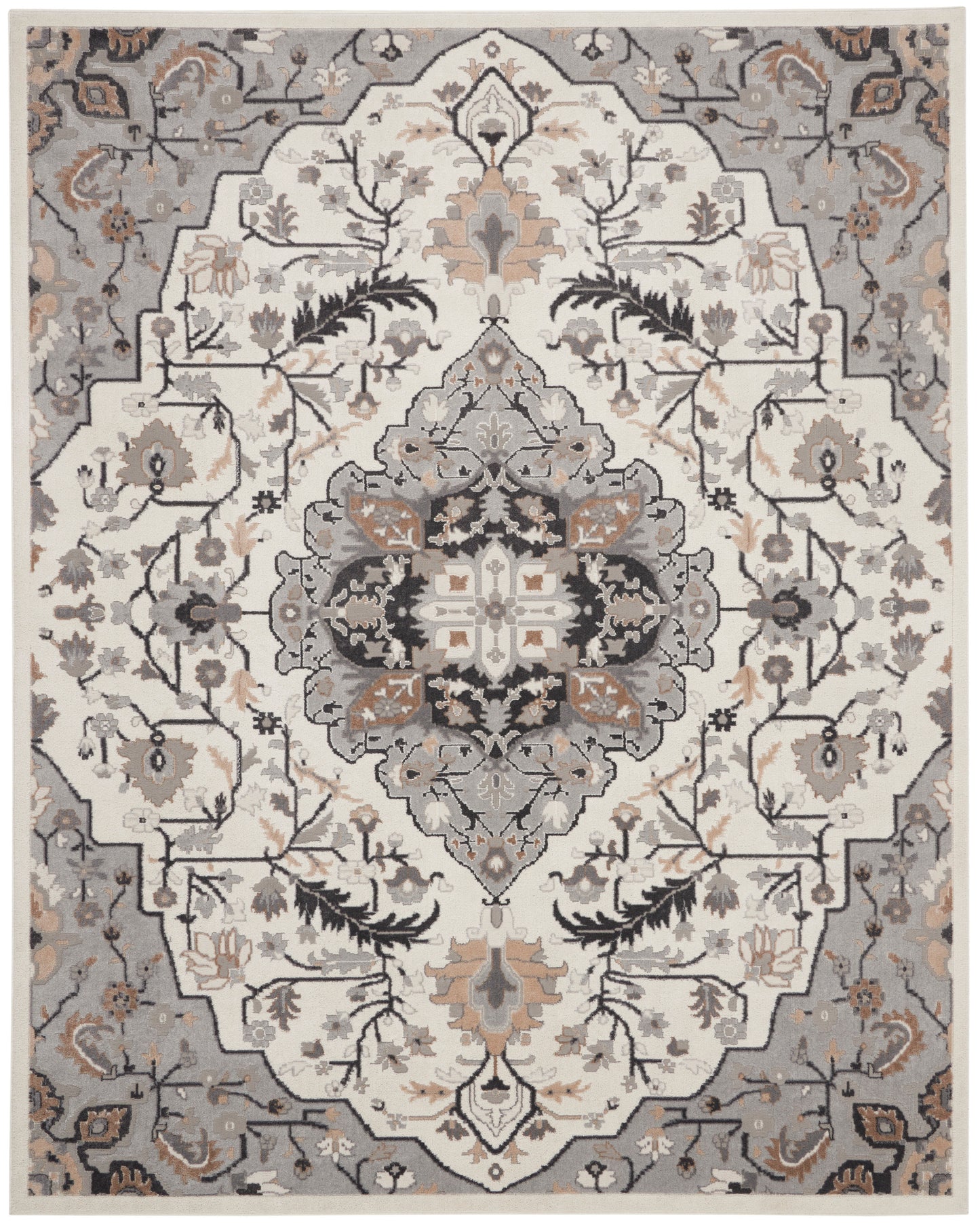 Nourison Home Elation ETN09 Ivory Grey Traditional Power-loomed Rug