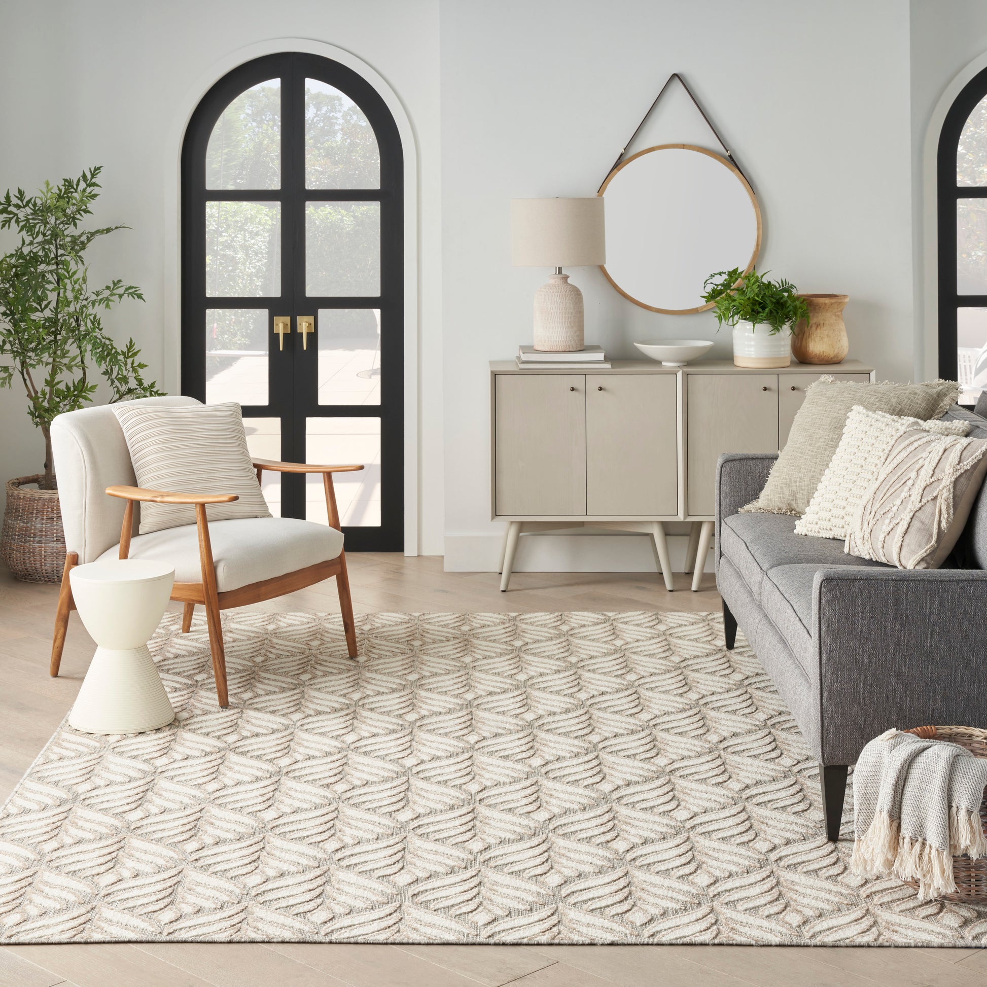 Nourison Home Aloha  Ivory Grey  Contemporary