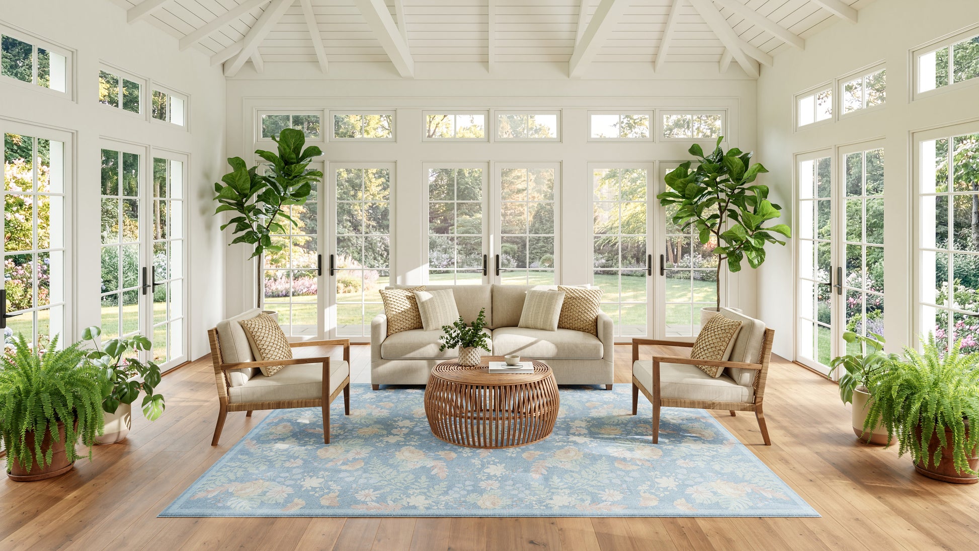 Nourison Home Botanical Washables  Blue Multicolor  Contemporary