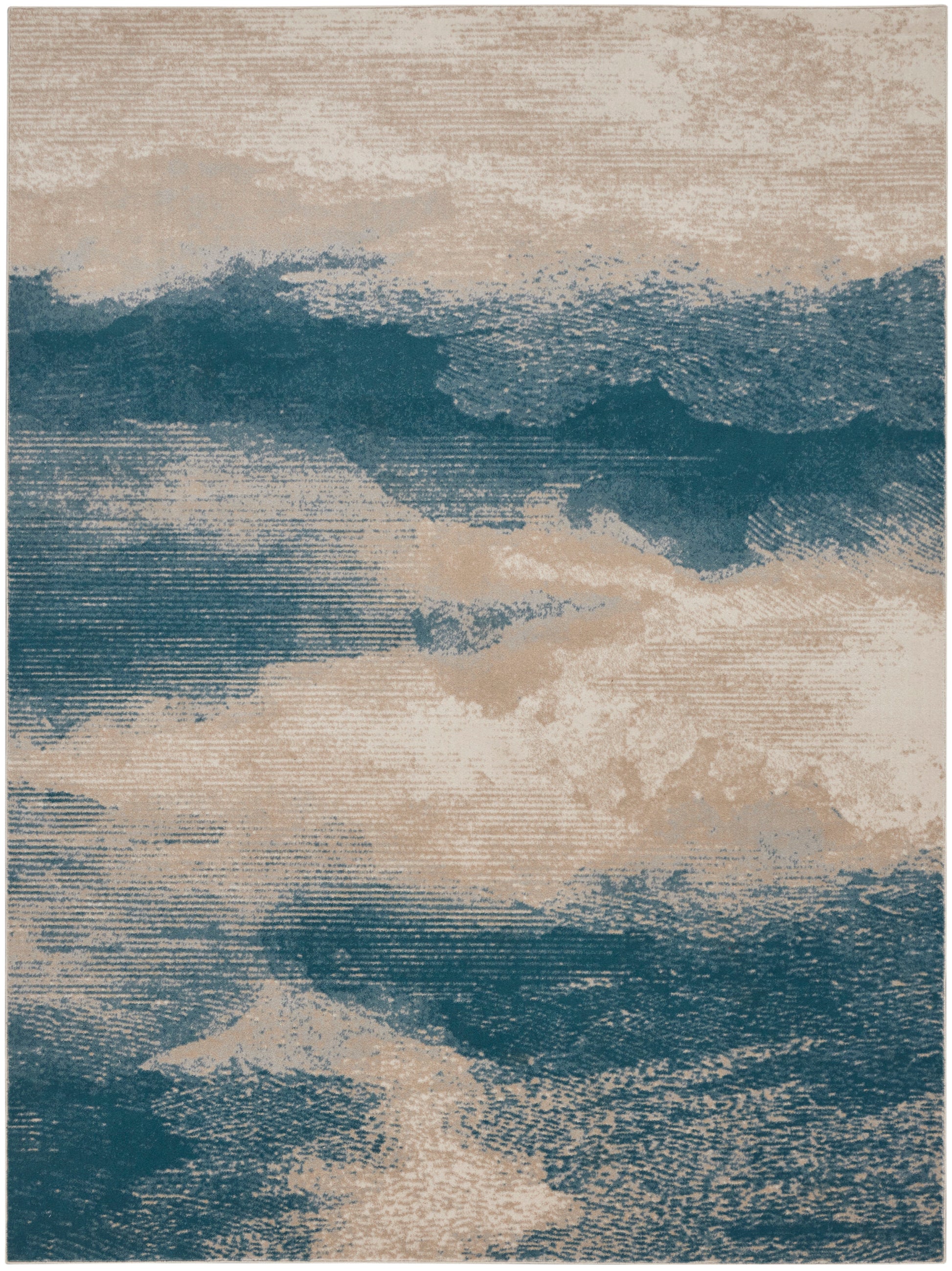 Nourison Home Maxell  Ivory Teal  Contemporary