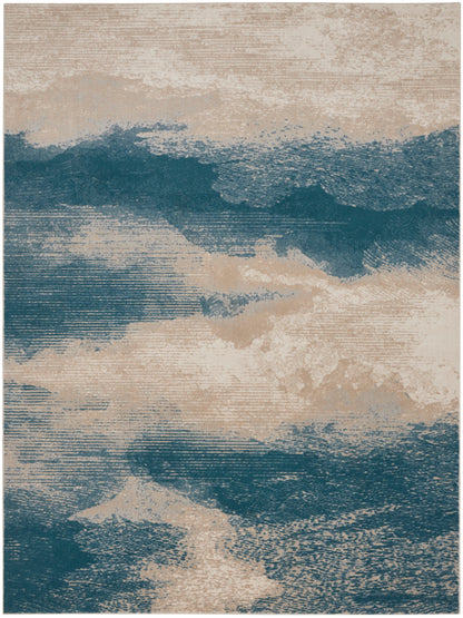 Nourison Home Maxell MAE06 Ivory Teal Contemporary Power-loomed Rugs