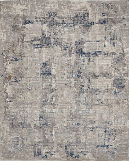 Nourison Home Royal Terrace KI41 Ivory Blue Contemporary Power-loomed Rug