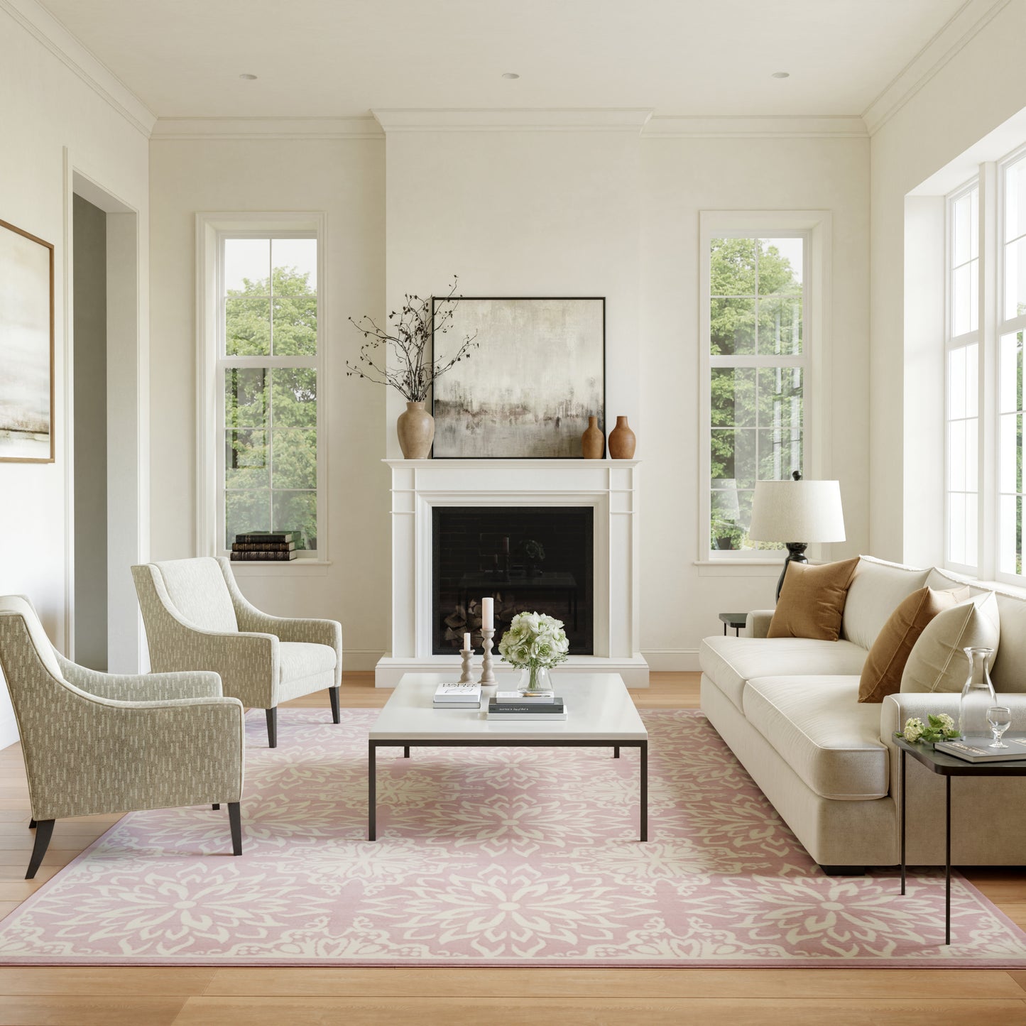 Nourison Home Jubilant  Ivory Pink  Transitional