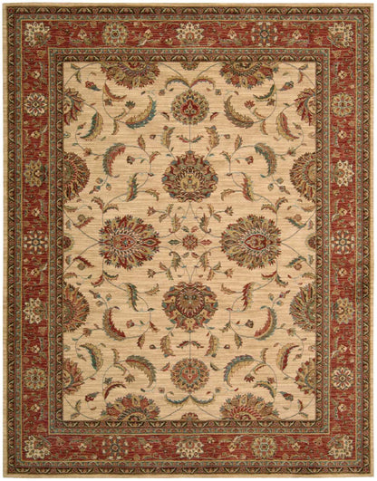 Nourison Home Living Treasures LI04 Ivory Red Traditional Loom-woven Rug