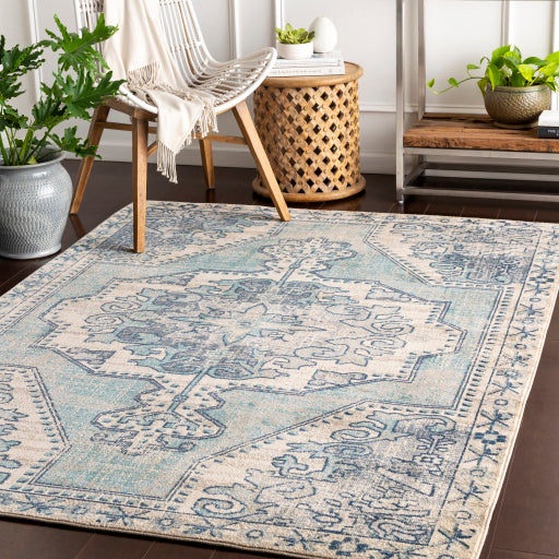 Surya Bohemian BOM-2301 Teal Traditional Machinemade Rug