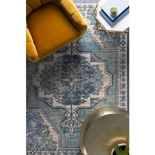Surya Bohemian BOM-2301 Teal Traditional Machinemade Rug