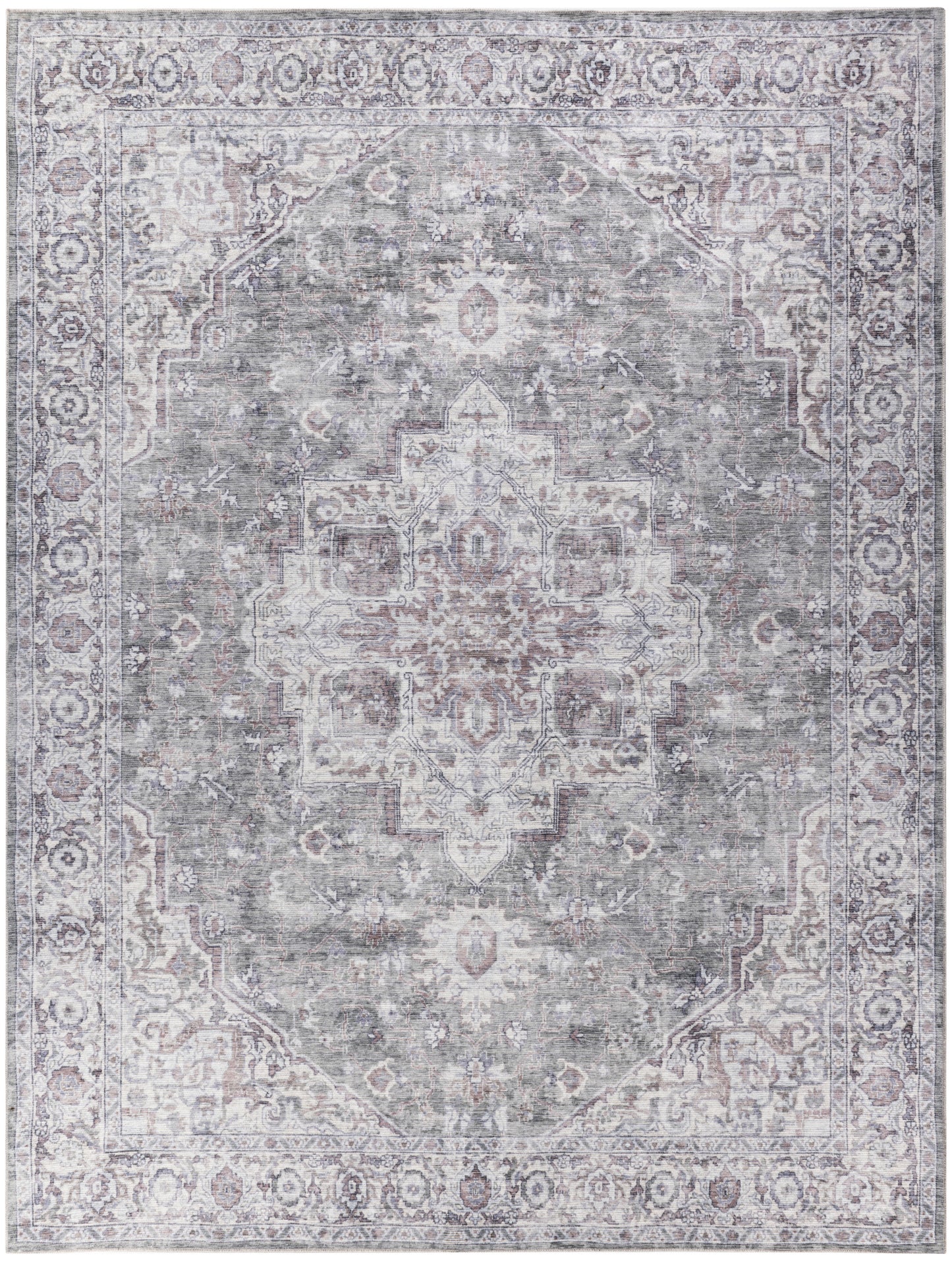Nourison Home New Concept Washables SR101 Ivory Grey Traditional Machine Woven Rug