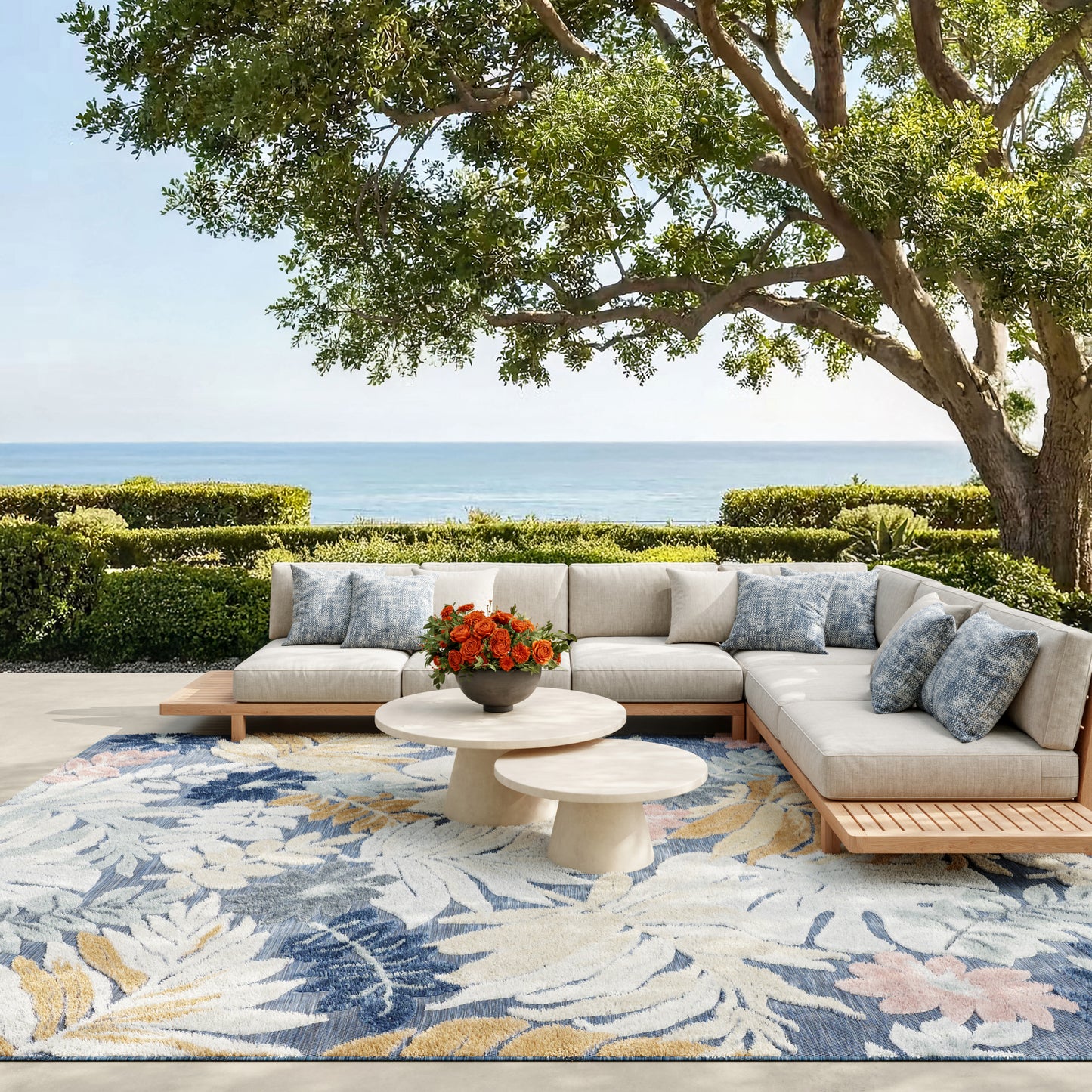 Nourison Home Suncoast  Denim Multicolor  Contemporary