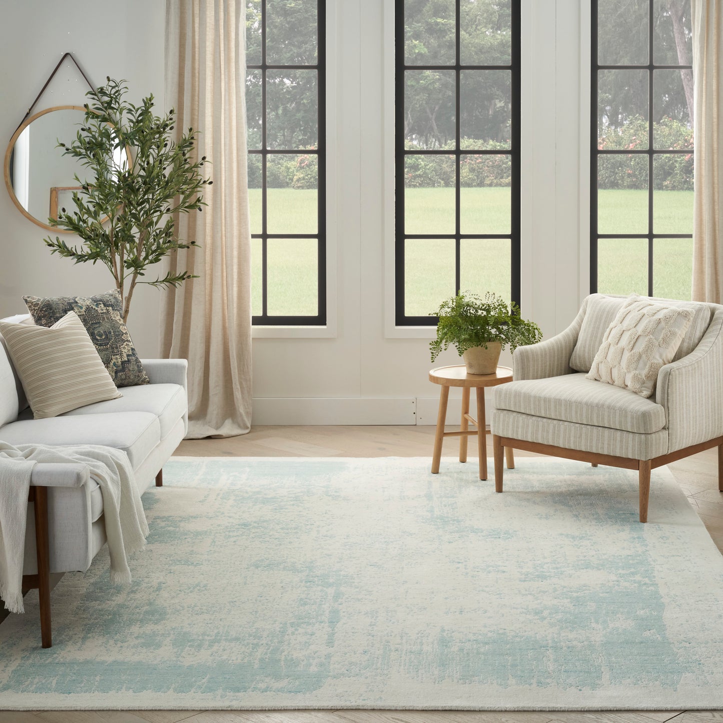 Nourison Home Harmony  Ivory Aqua  Contemporary