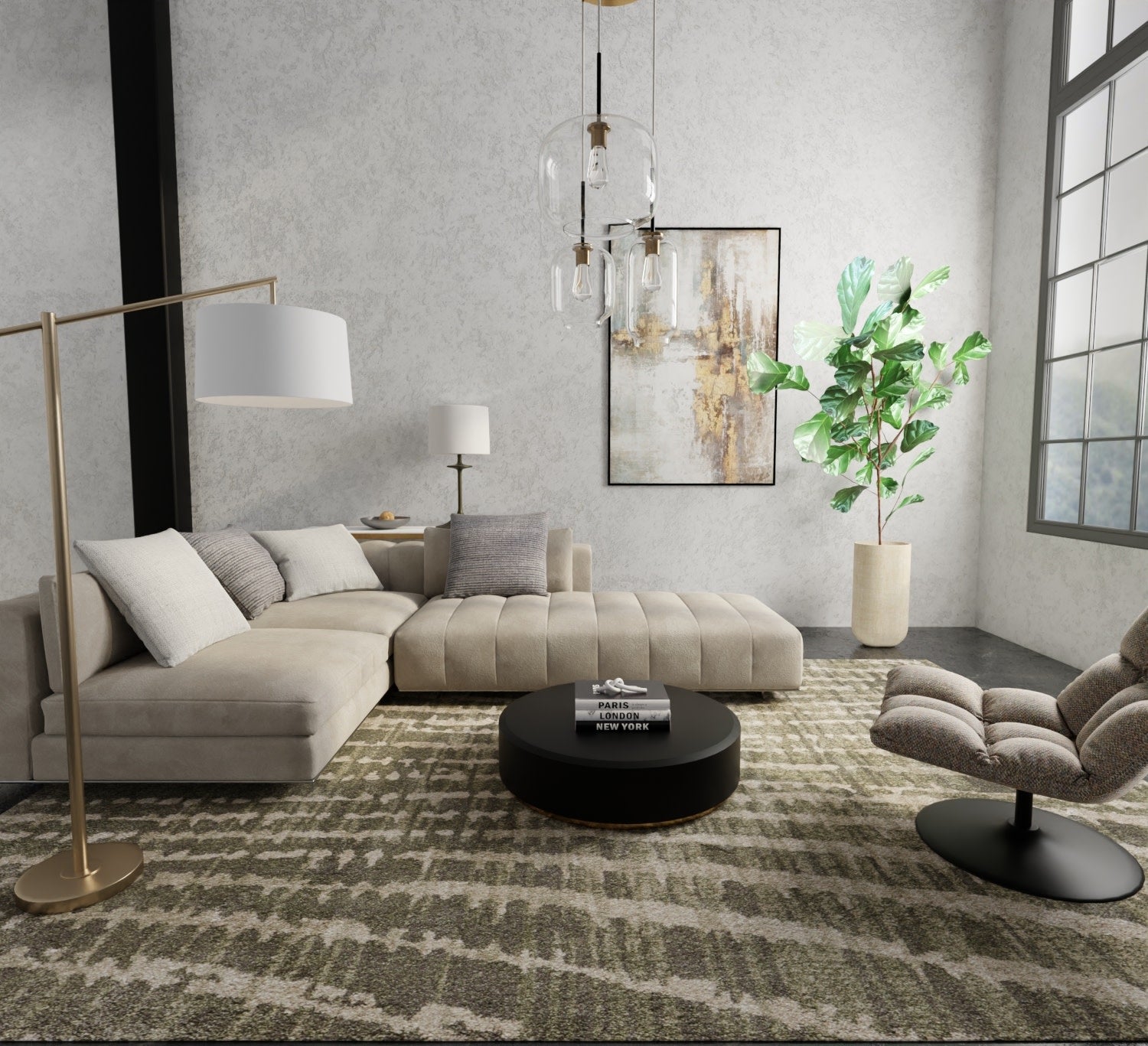 Feizy Skyview  Green  Modern/Industrial/Bohemian & Eclectic