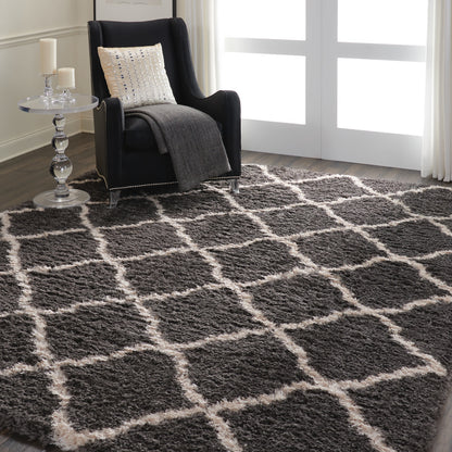 Nourison Home Luxe Shag  Charcoal Beige  Contemporary