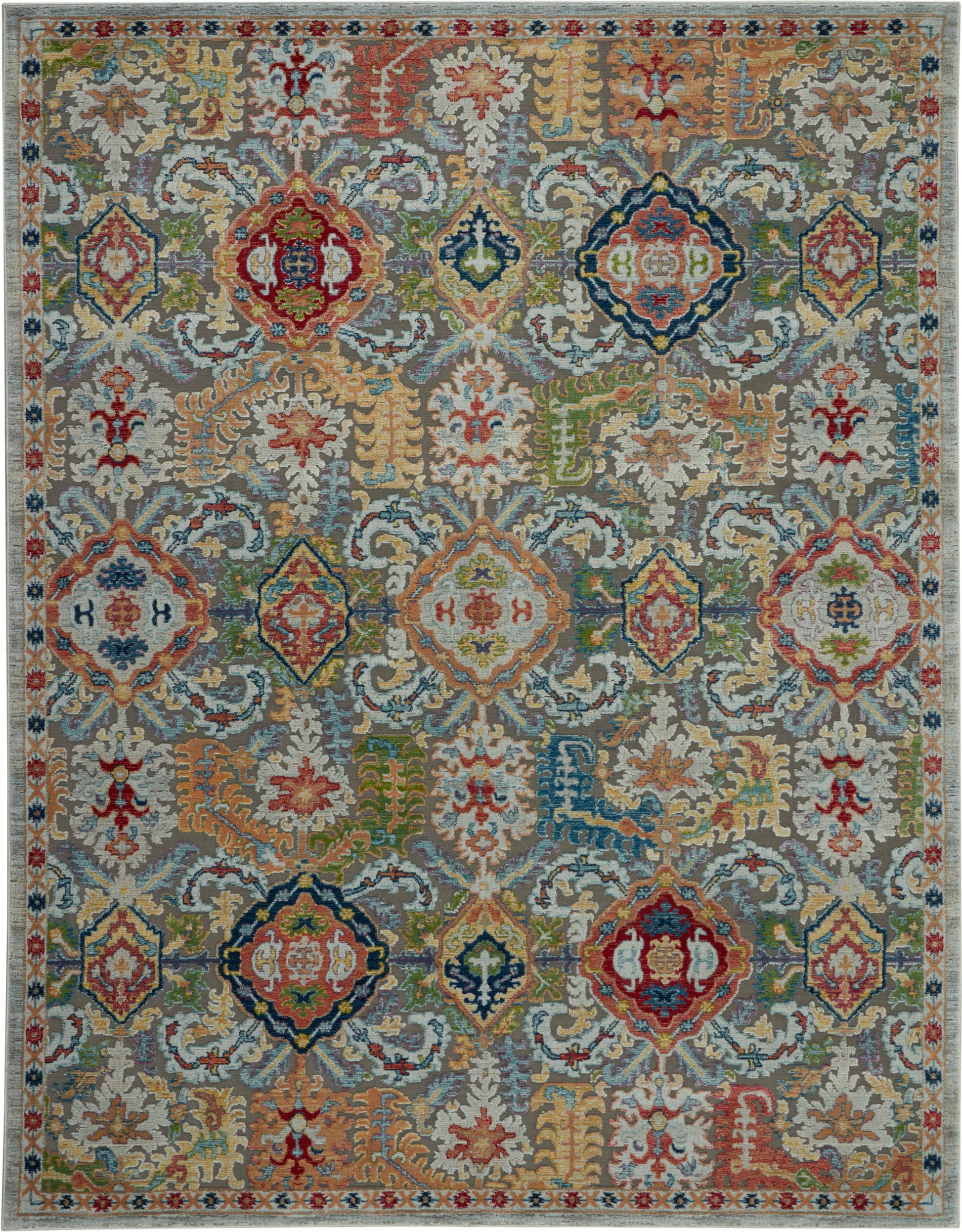 Nourison Home Ankara Global  Grey Multicolor  Traditional