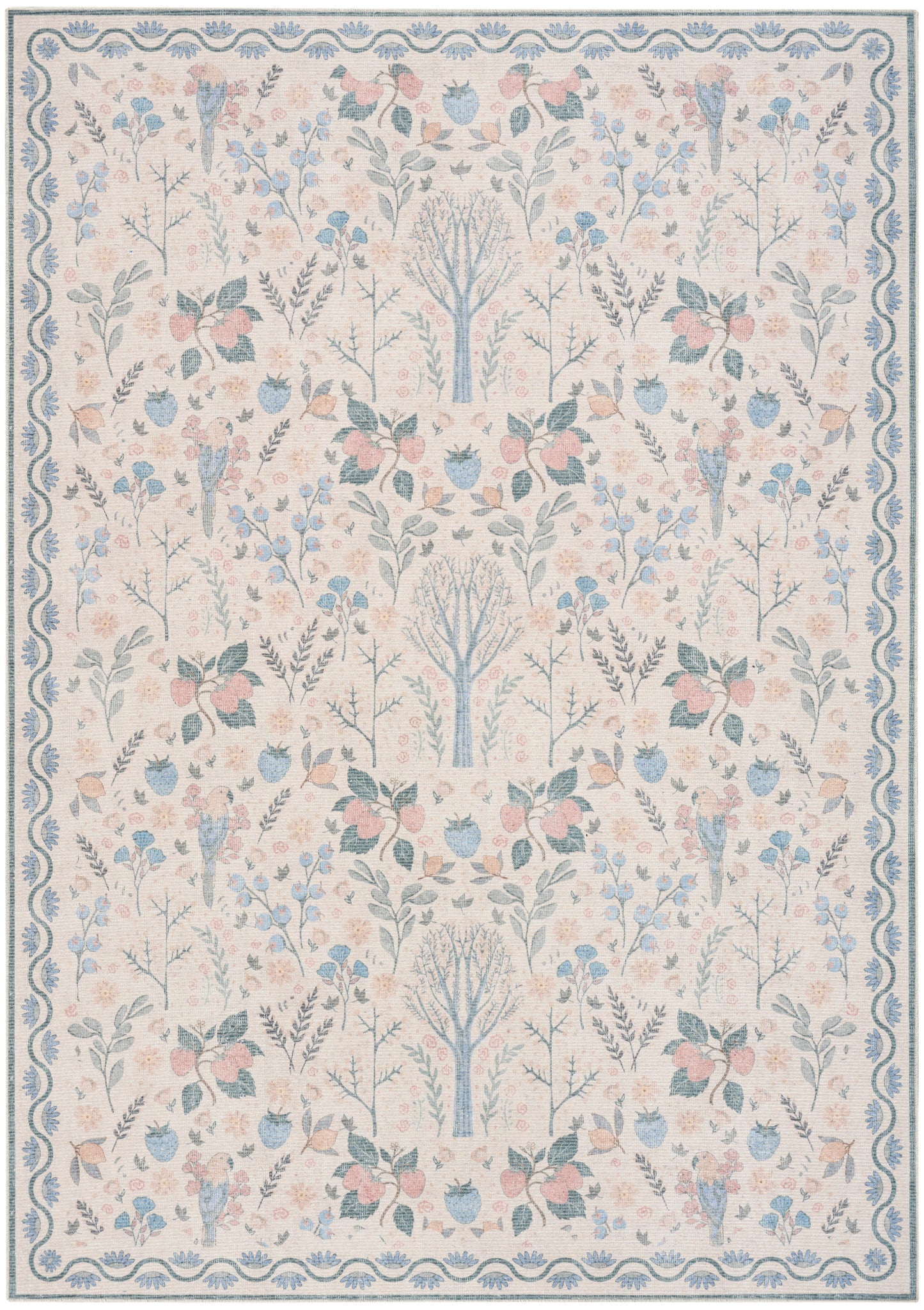 Nourison Home Botanical Washables BOT04 Ivory Multicolor Contemporary Machine Woven Rug