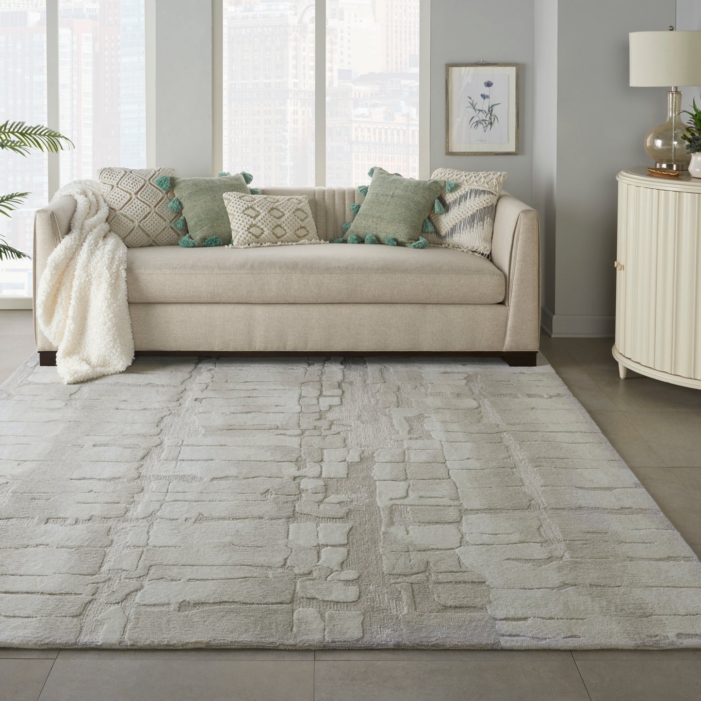 Nourison Home Symmetry  Ivory Beige  Contemporary