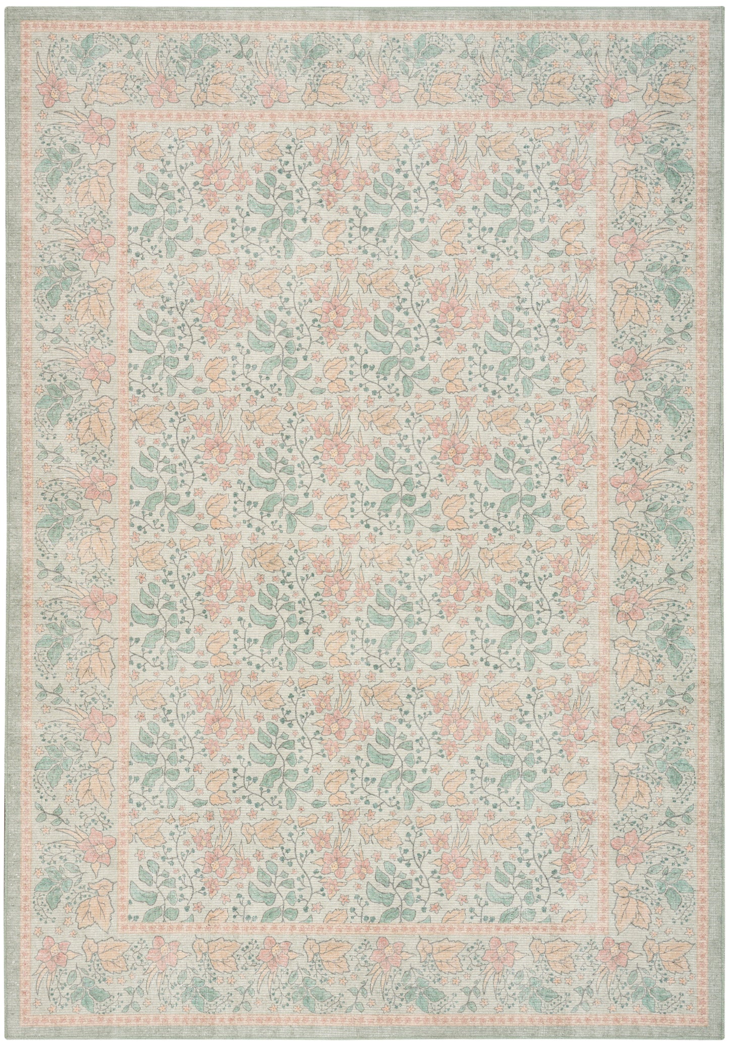 Nourison Home Botanical Washables BOT03 Green Multicolor Contemporary Machine Woven Rug