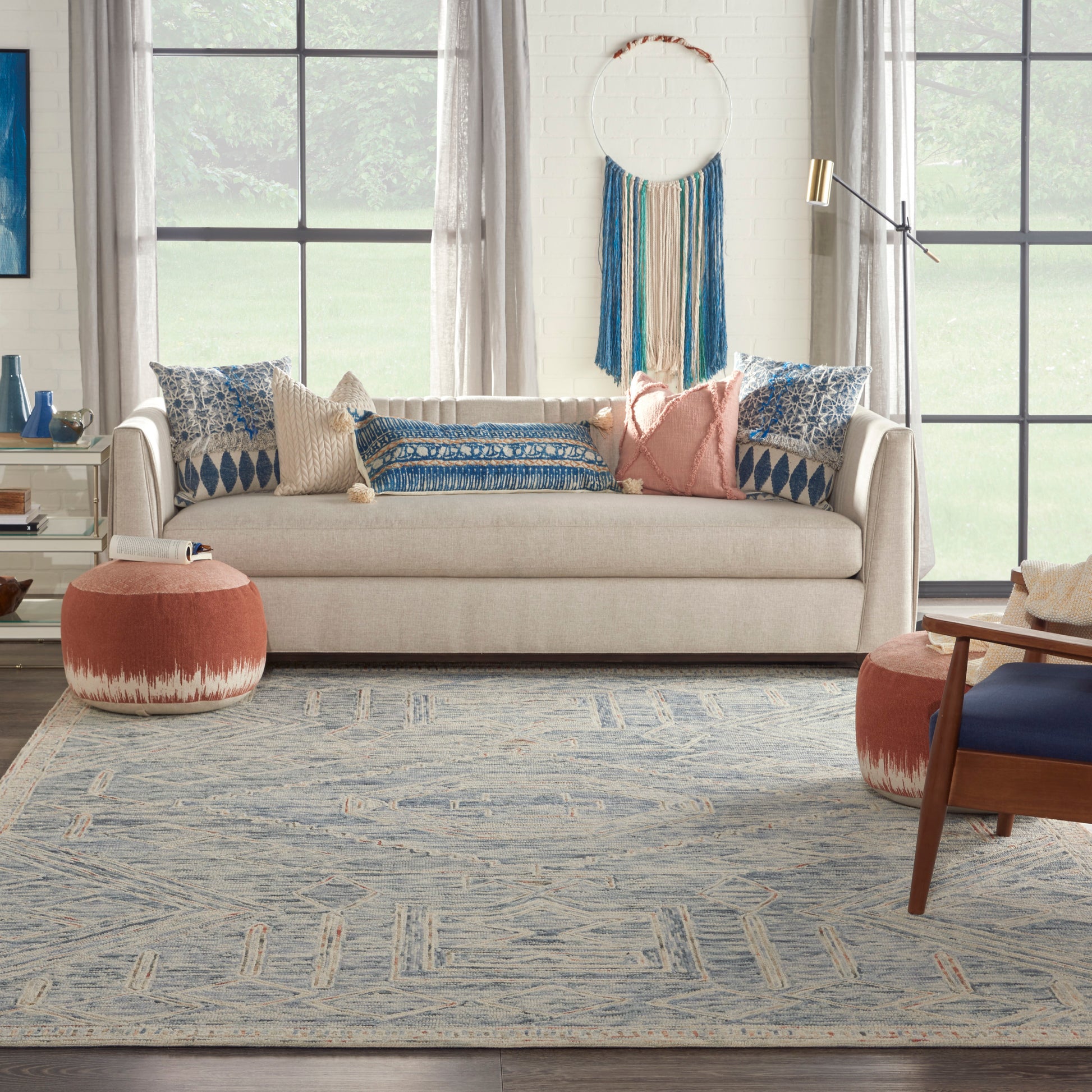 Nourison Home Interlock  Blue Multicolor  Contemporary