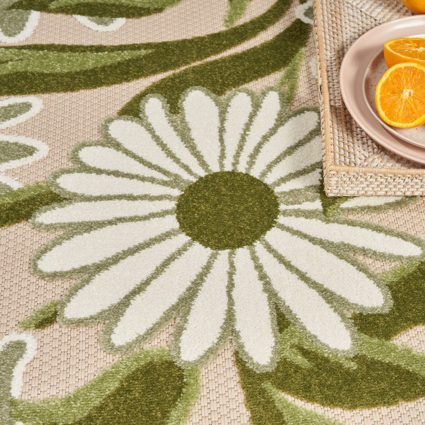Nourison Home Aloha  Ivory Green  Contemporary