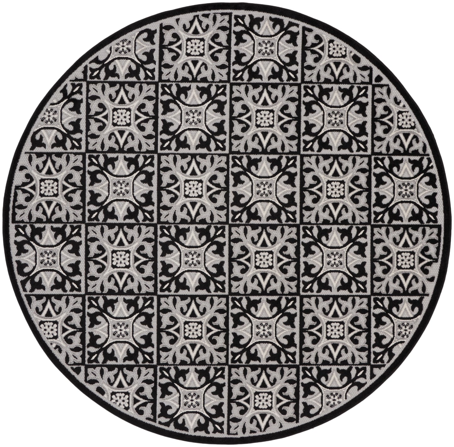 Nourison Home Aloha ALH34 Black White Contemporary Power-loomed Rugs