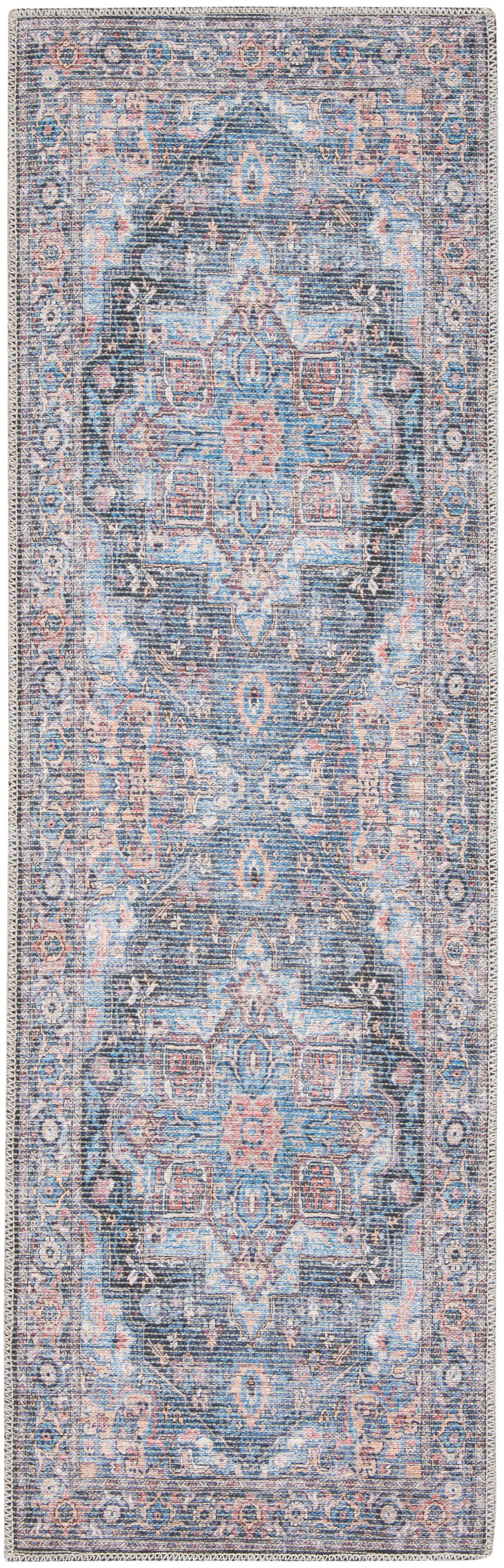 Nourison Home New Concept Washables SR101 Light Blue Multicolor Traditional Machine Woven Rug