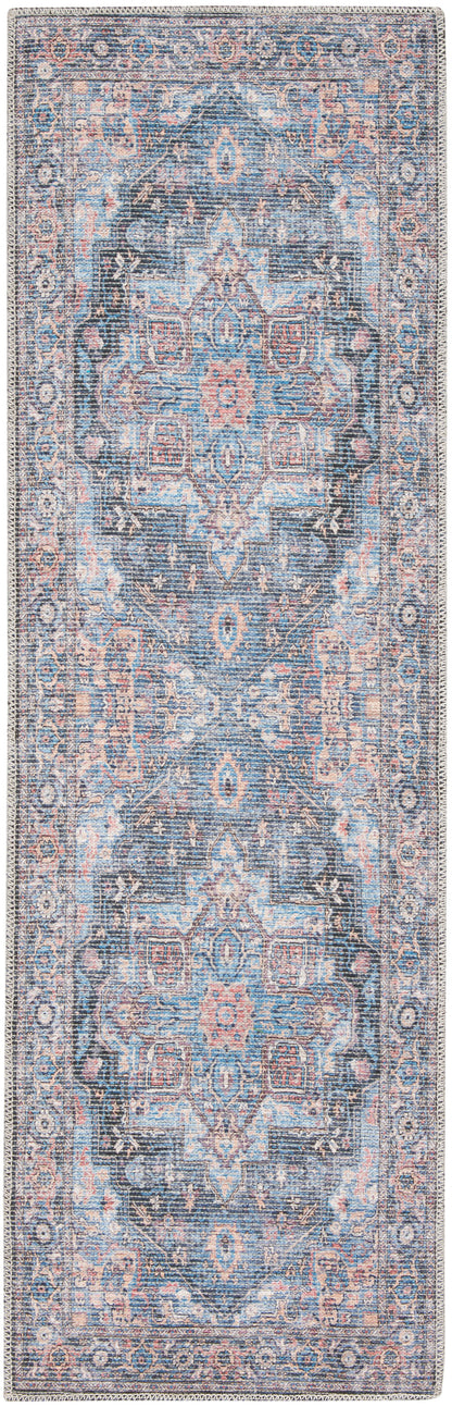 Nourison Home New Concept Washables SR101 Light Blue Multicolor Traditional Machine Woven Rug