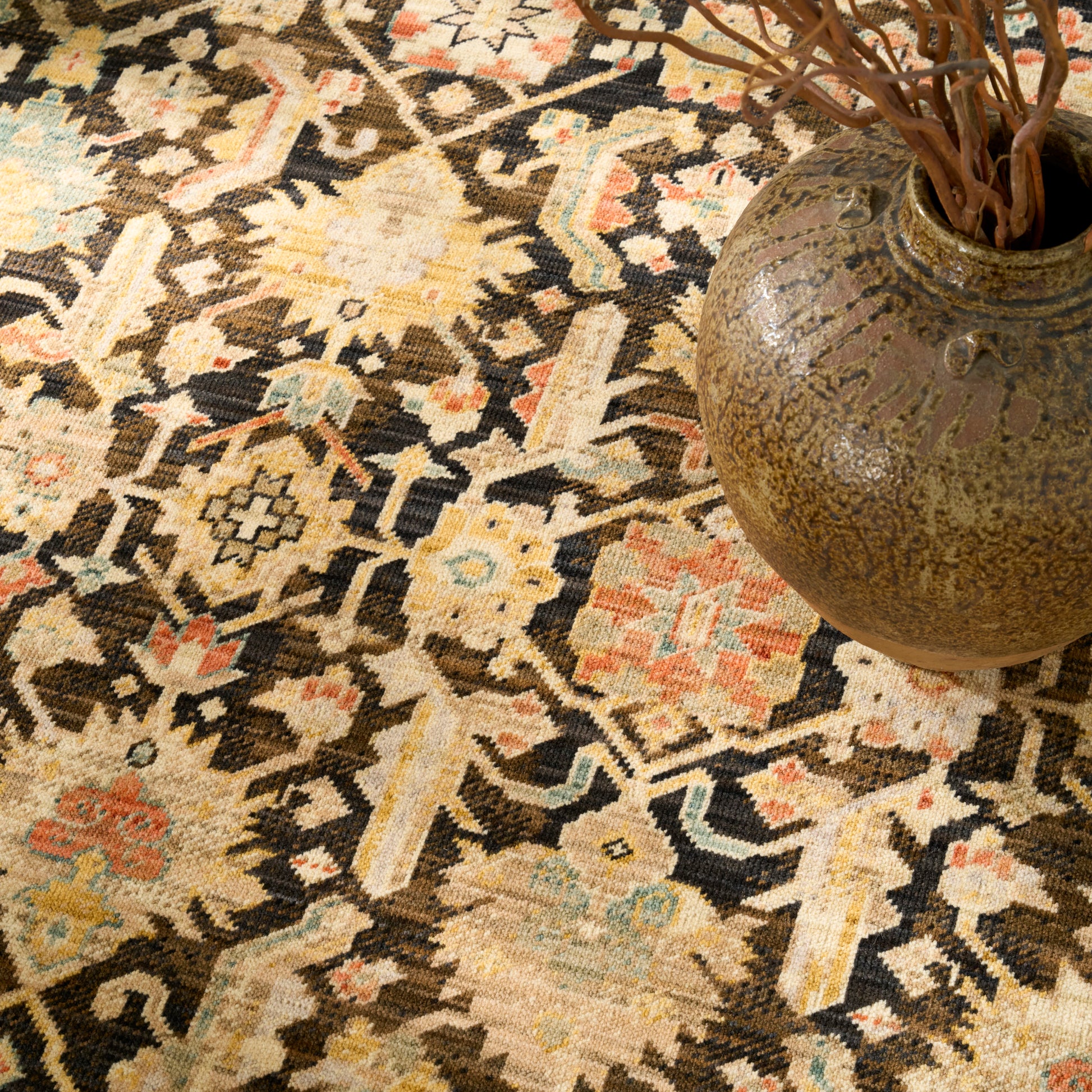 Nourison Home Antique Bloom  Mocha Multicolor  Traditional