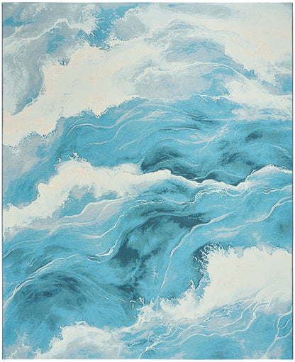 Nourison Home Color Splash CSP05 Ivory Blue Contemporary Machine Woven Rug