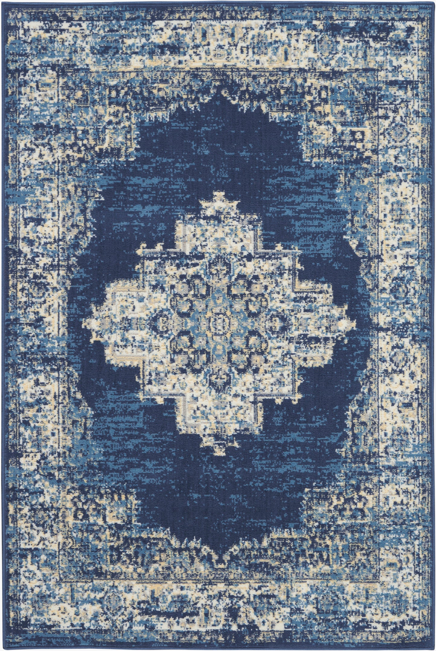 Nourison Home Grafix GRF14 Navy Blue Transitional Power-loomed Rug