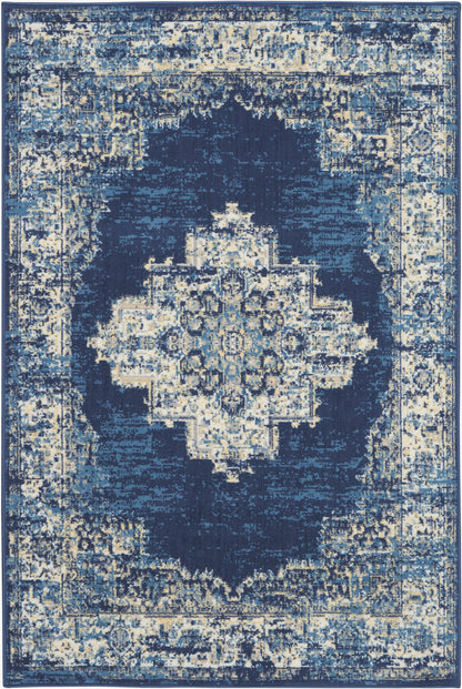 Nourison Home Grafix GRF14 Navy Blue Transitional Power-loomed Rug