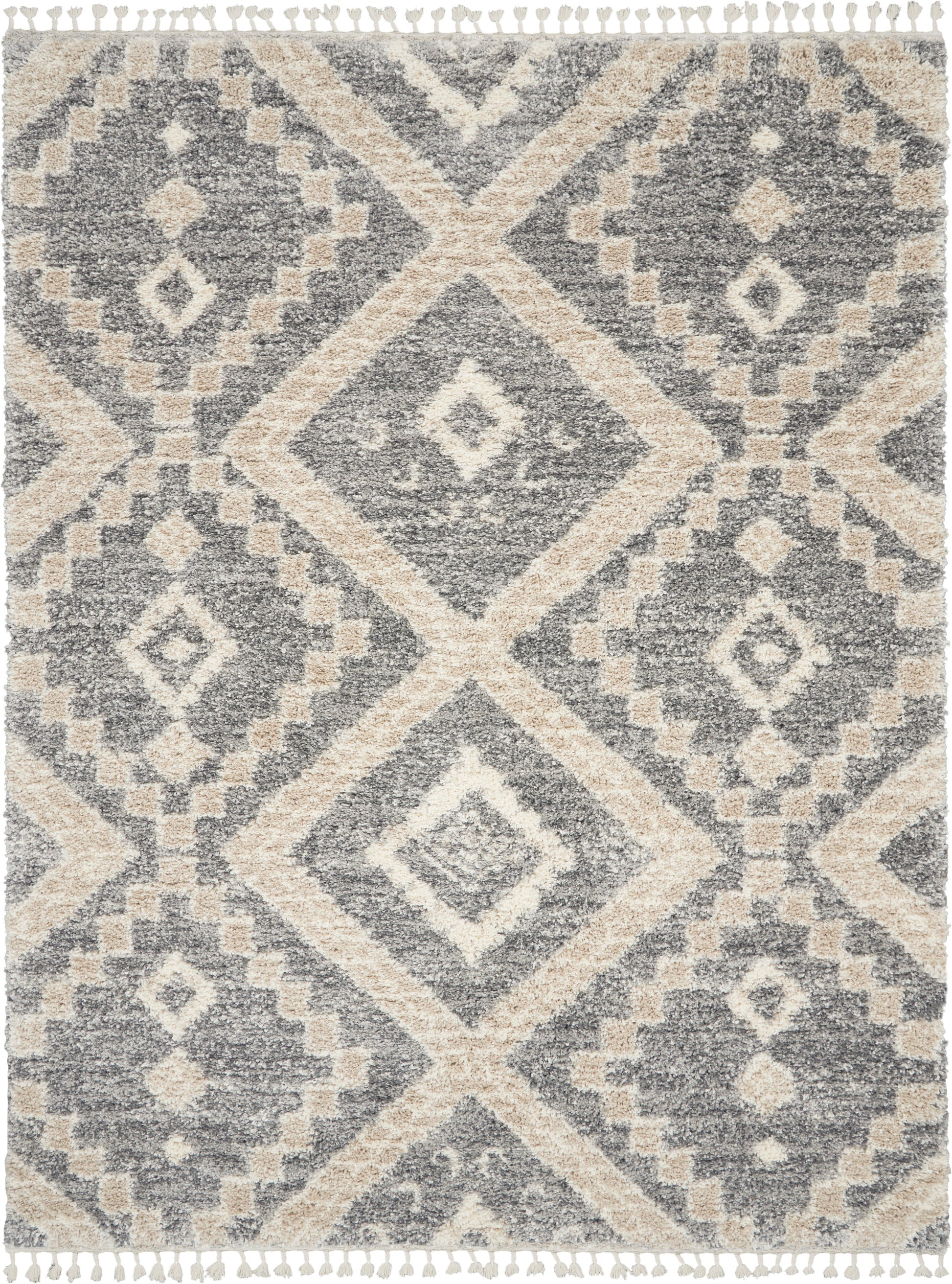 Nourison Home Oslo Shag  Grey Ivory  Contemporary