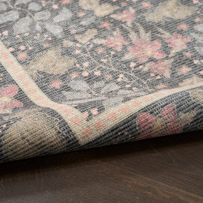 Nourison Home Botanical Washables  Charcoal Multicolor  Contemporary