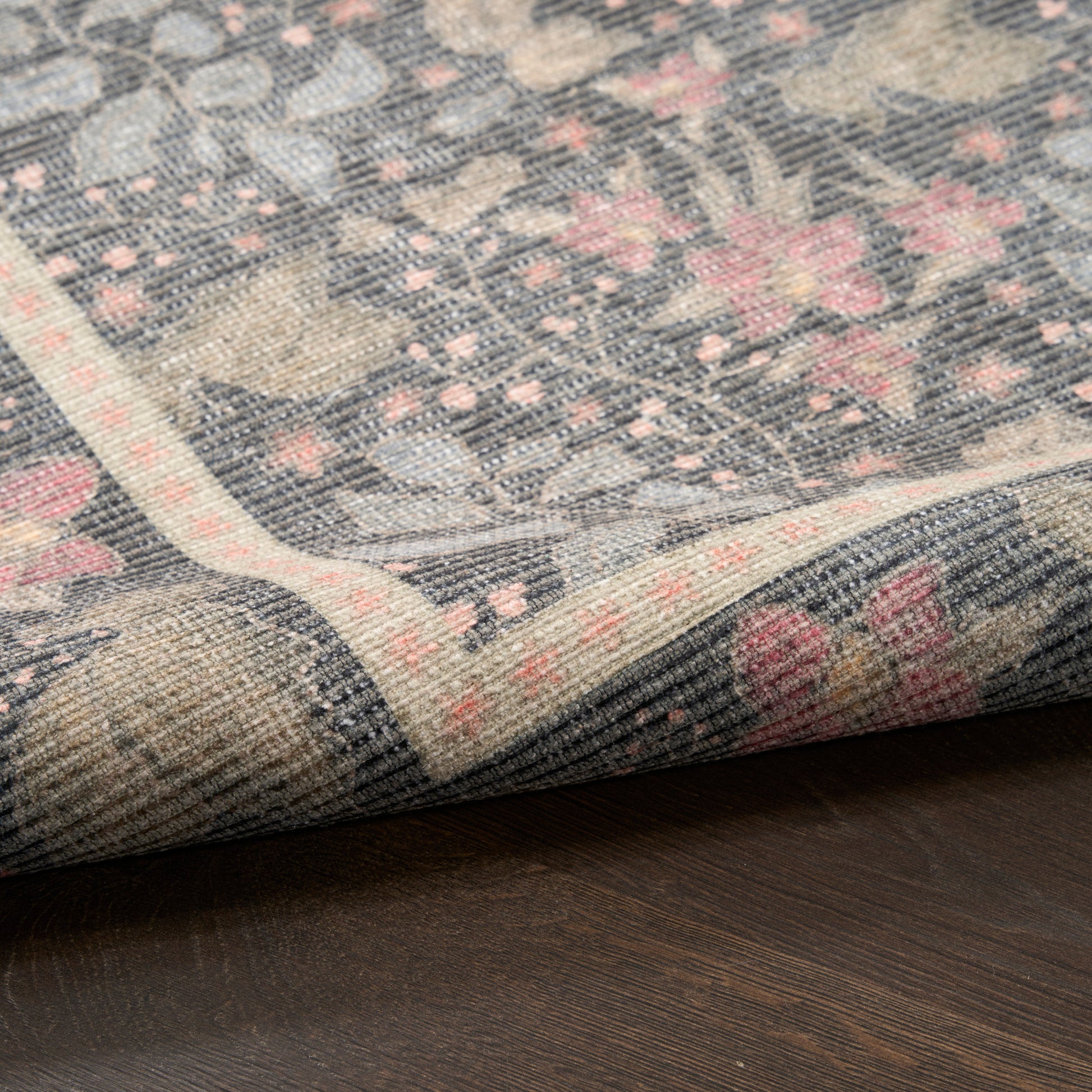 Nourison Home Botanical Washables  Charcoal Multicolor  Contemporary