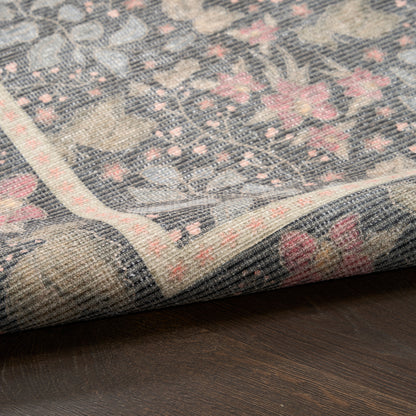 Nourison Home Botanical Washables  Charcoal Multicolor  Contemporary