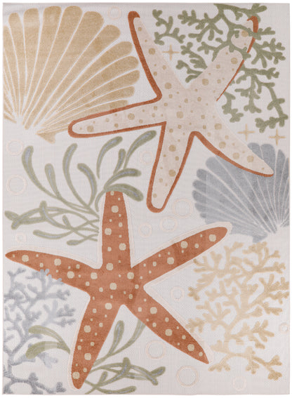 Nourison Home Aloha ALH24 Ivory Multicolor Contemporary Power-loomed Rugs