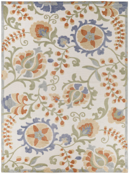 Nourison Home Aloha ALH17 Ivory Blue Contemporary Power-loomed Rugs