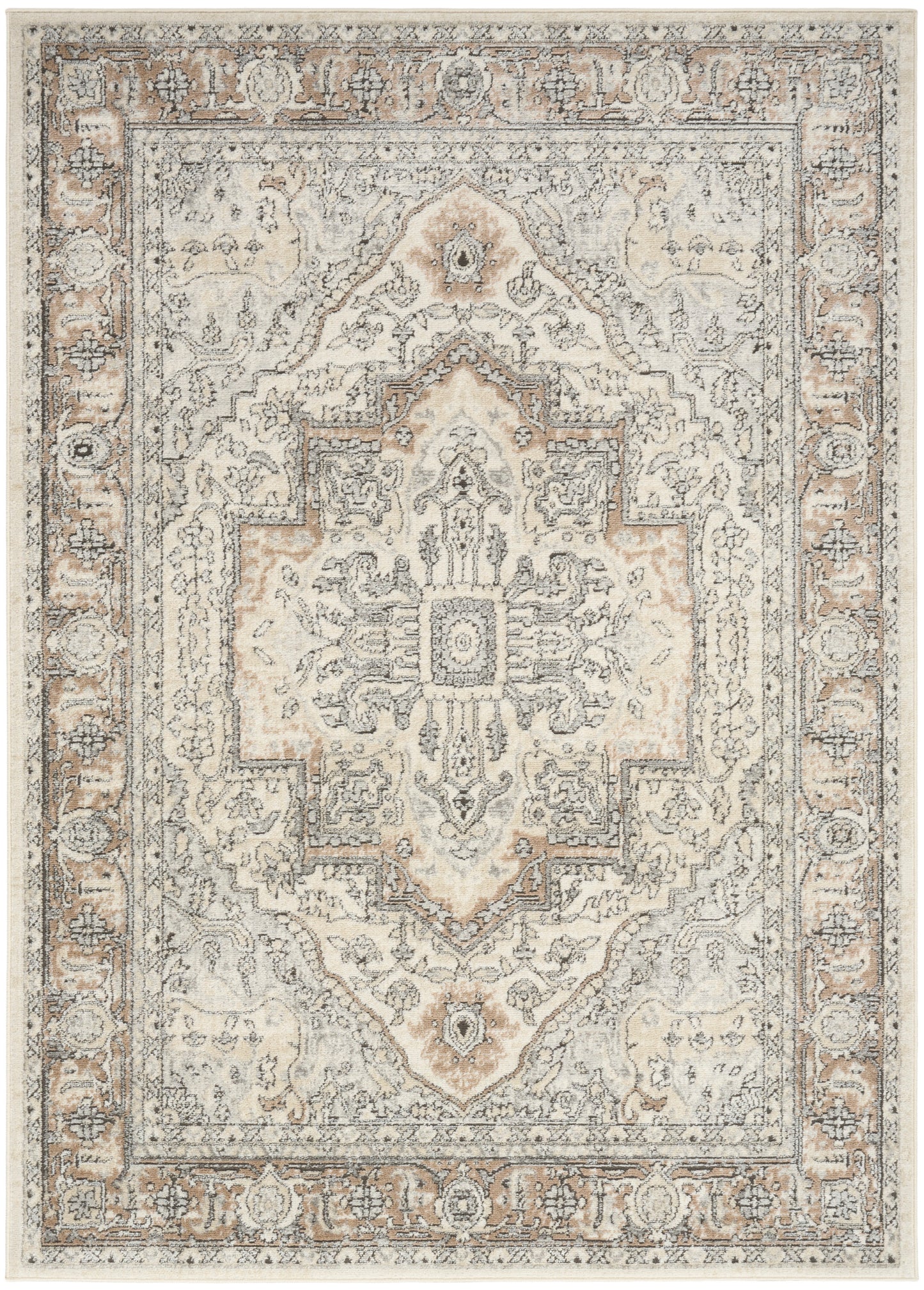 Nourison Home Quarry QUA18 Ivory Grey Taupe Traditional Power-loomed Rugs