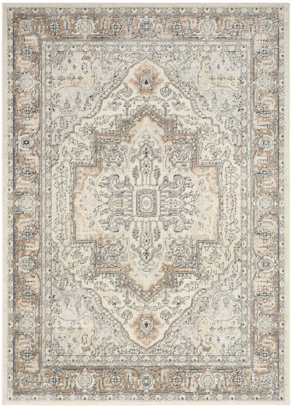 Nourison Home Quarry QUA18 Ivory Grey Taupe Traditional Power-loomed Rugs