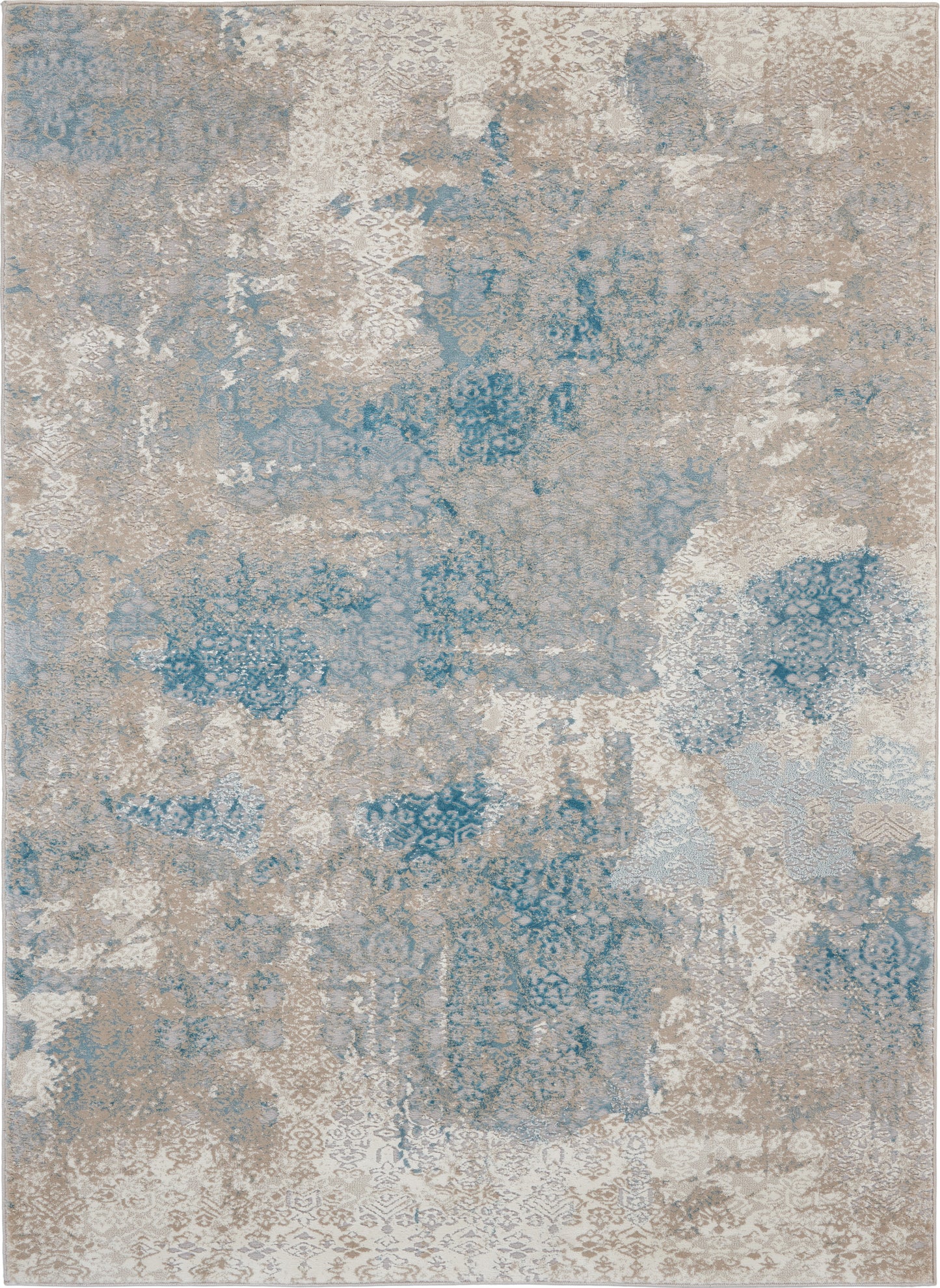 Nourison Home Karma KRM07 Ivory Light Blue Transitional Power-loomed Rug