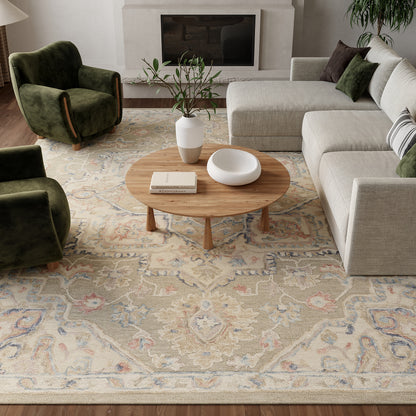 Nourison Home Maison  Green Ivory  Traditional