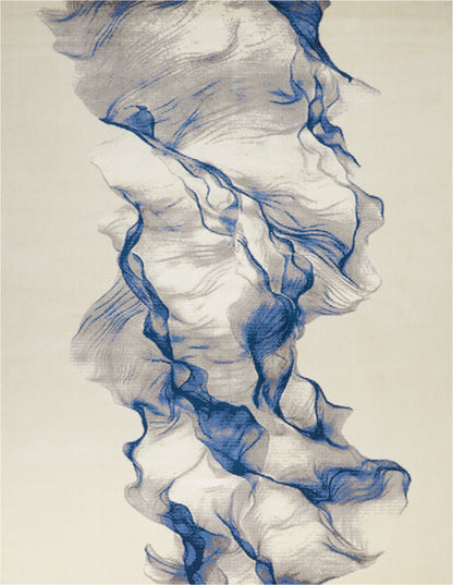 Nourison Home Twilight TWI27 Ivory Blue Contemporary Power-loomed Rug