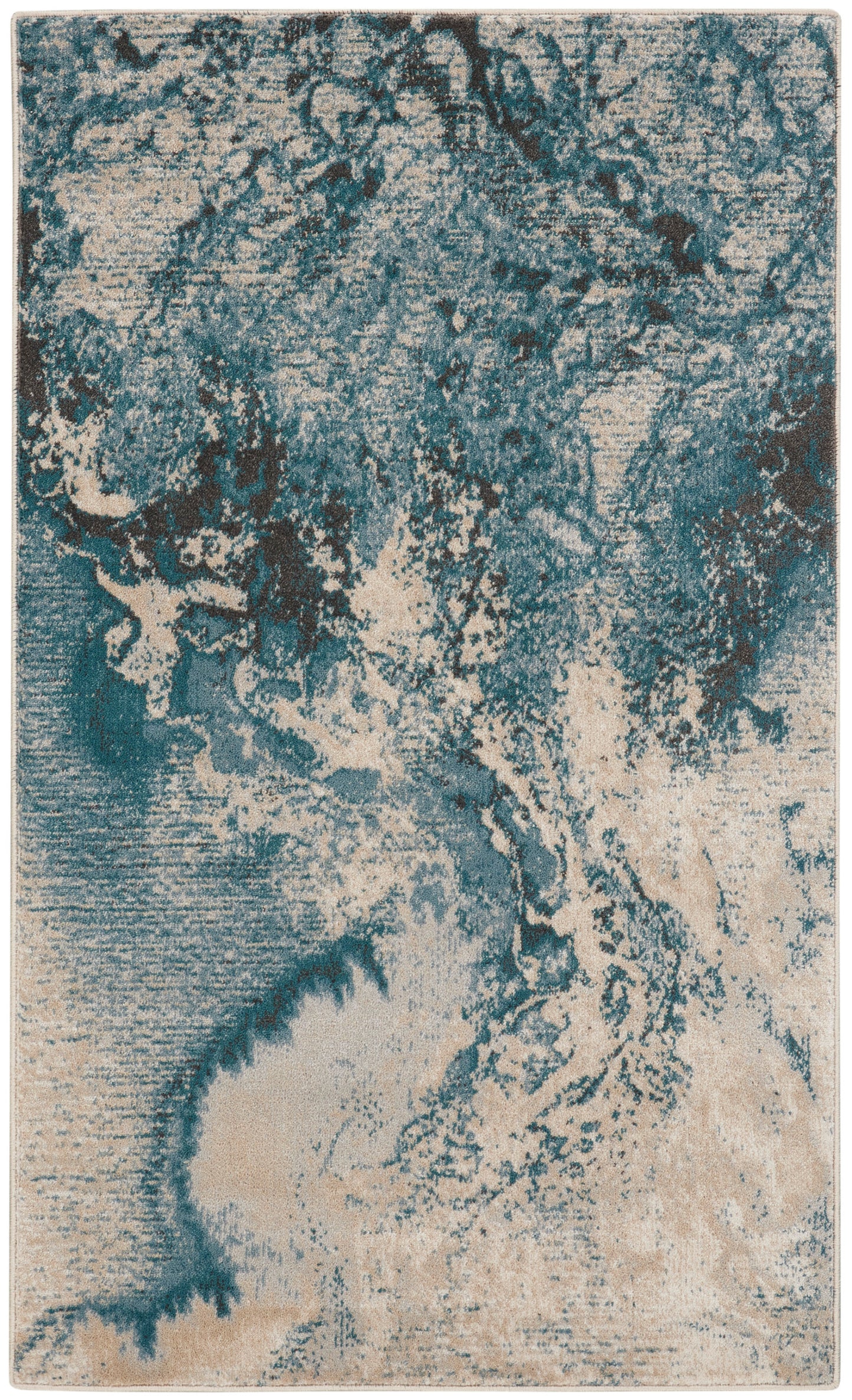 Nourison Home Maxell MAE08 Ivory Teal Contemporary Power-loomed Rugs