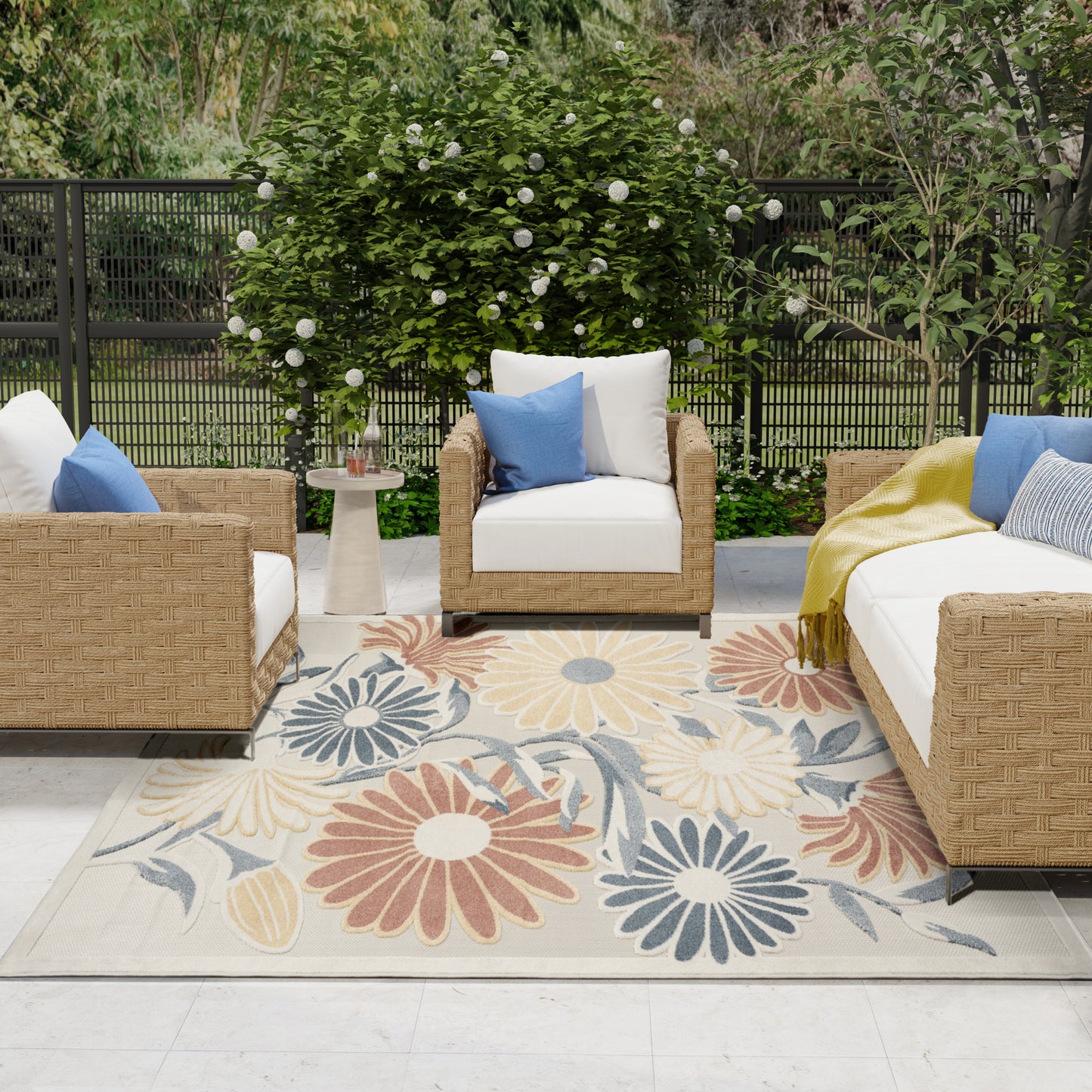 Nourison Home Aloha  Ivory Rose  Contemporary