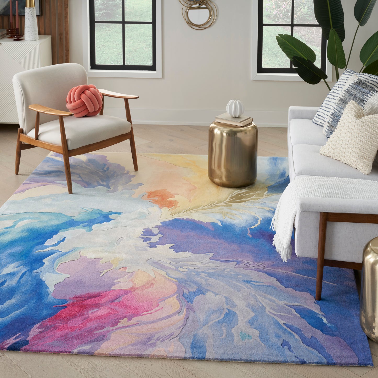 Nourison Home Prismatic  Blue Multicolor  Contemporary