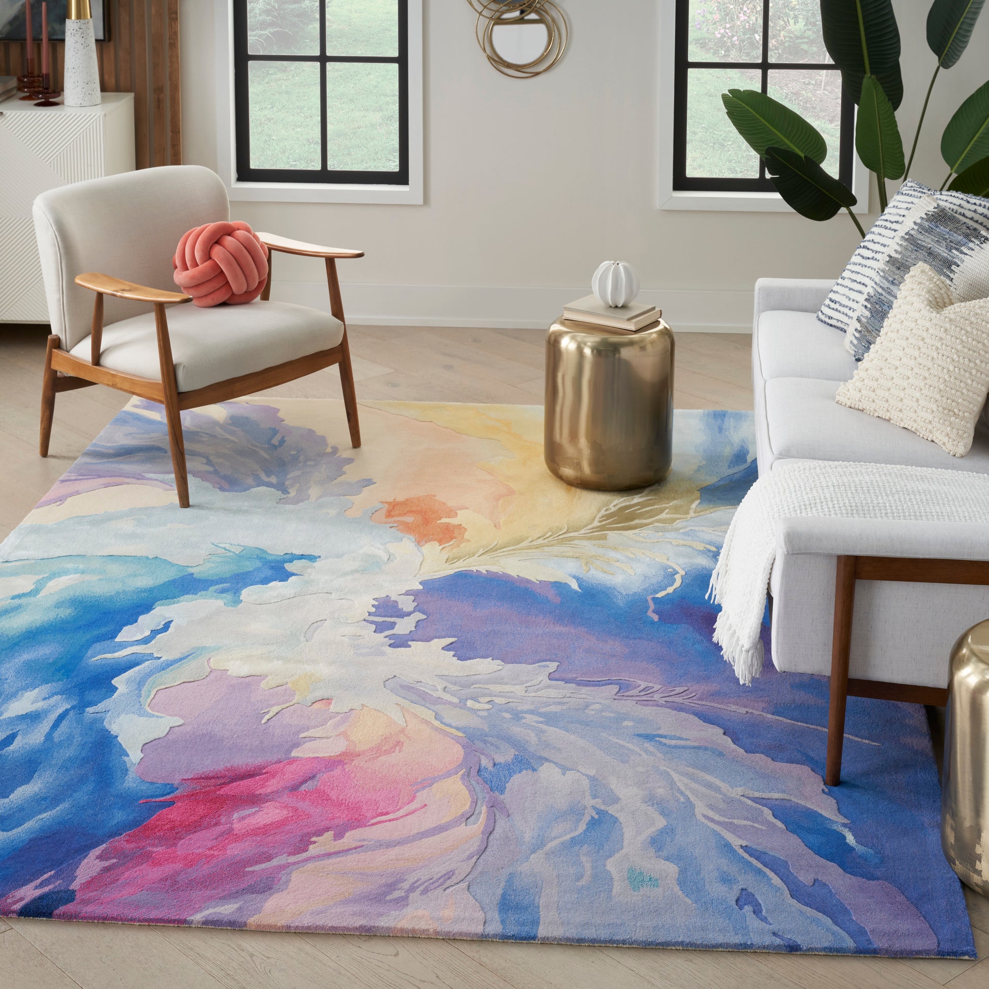 Nourison Home Prismatic  Blue Multicolor  Contemporary
