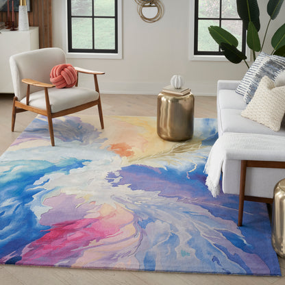 Nourison Home Prismatic  Blue Multicolor  Contemporary
