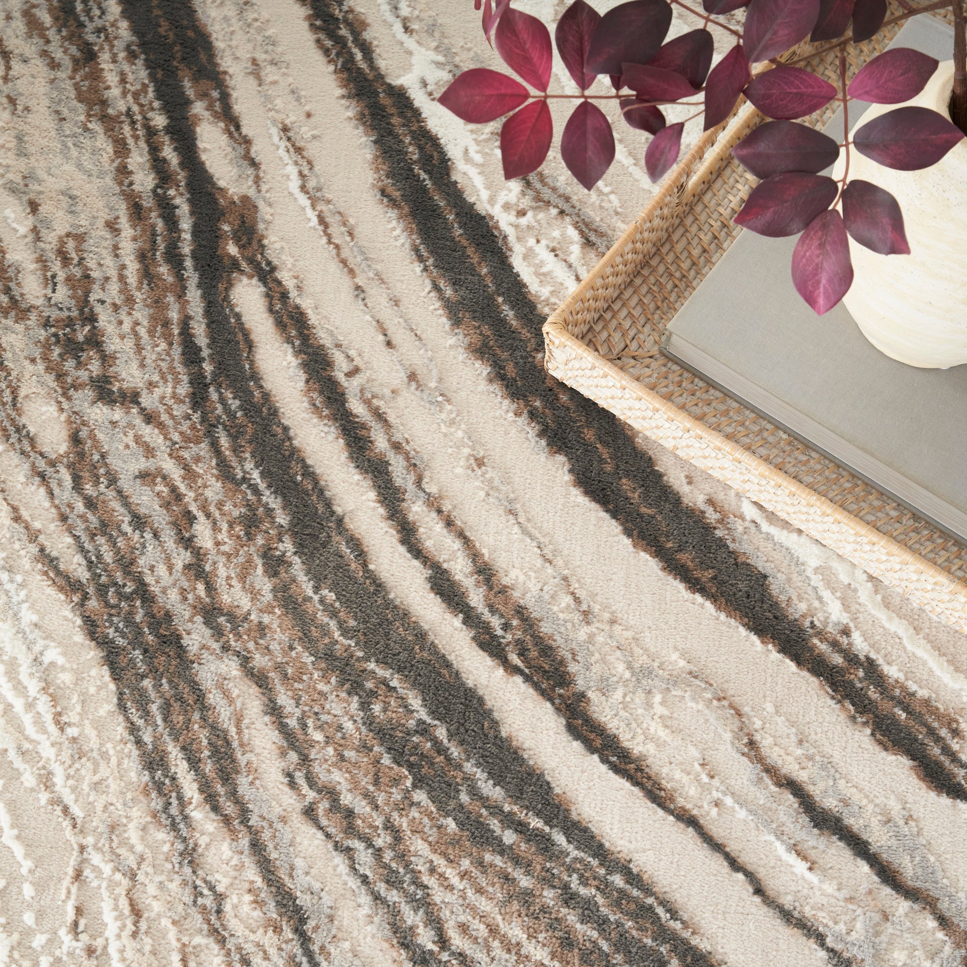 Nourison Home Sustainable Trends  Beige Grey  Contemporary