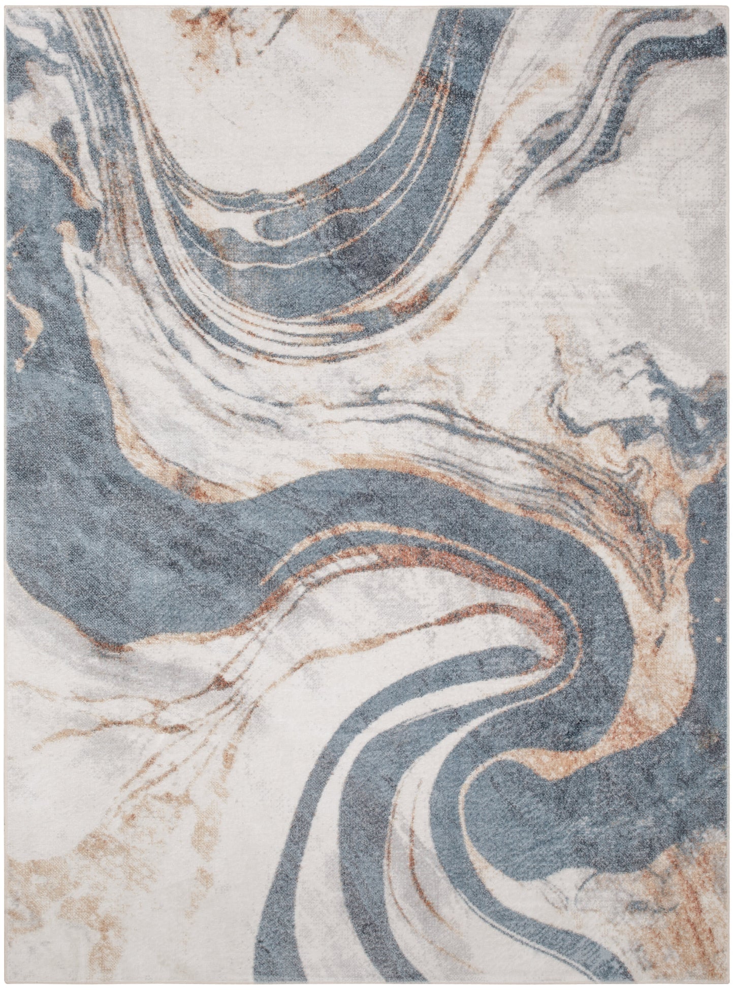 Nourison Home Astra Machine Washable ASW15 Ivory Blue Contemporary Power-loomed Rug