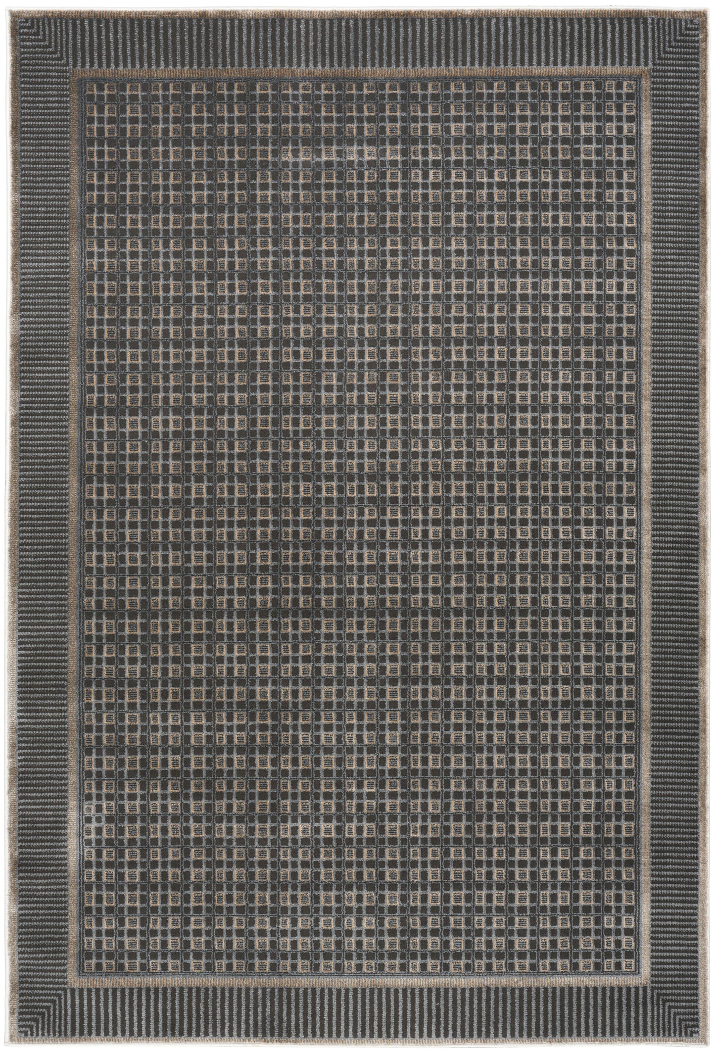 Nourison Home Nordic NRC03 Black Taupe Contemporary Power-loomed Rug