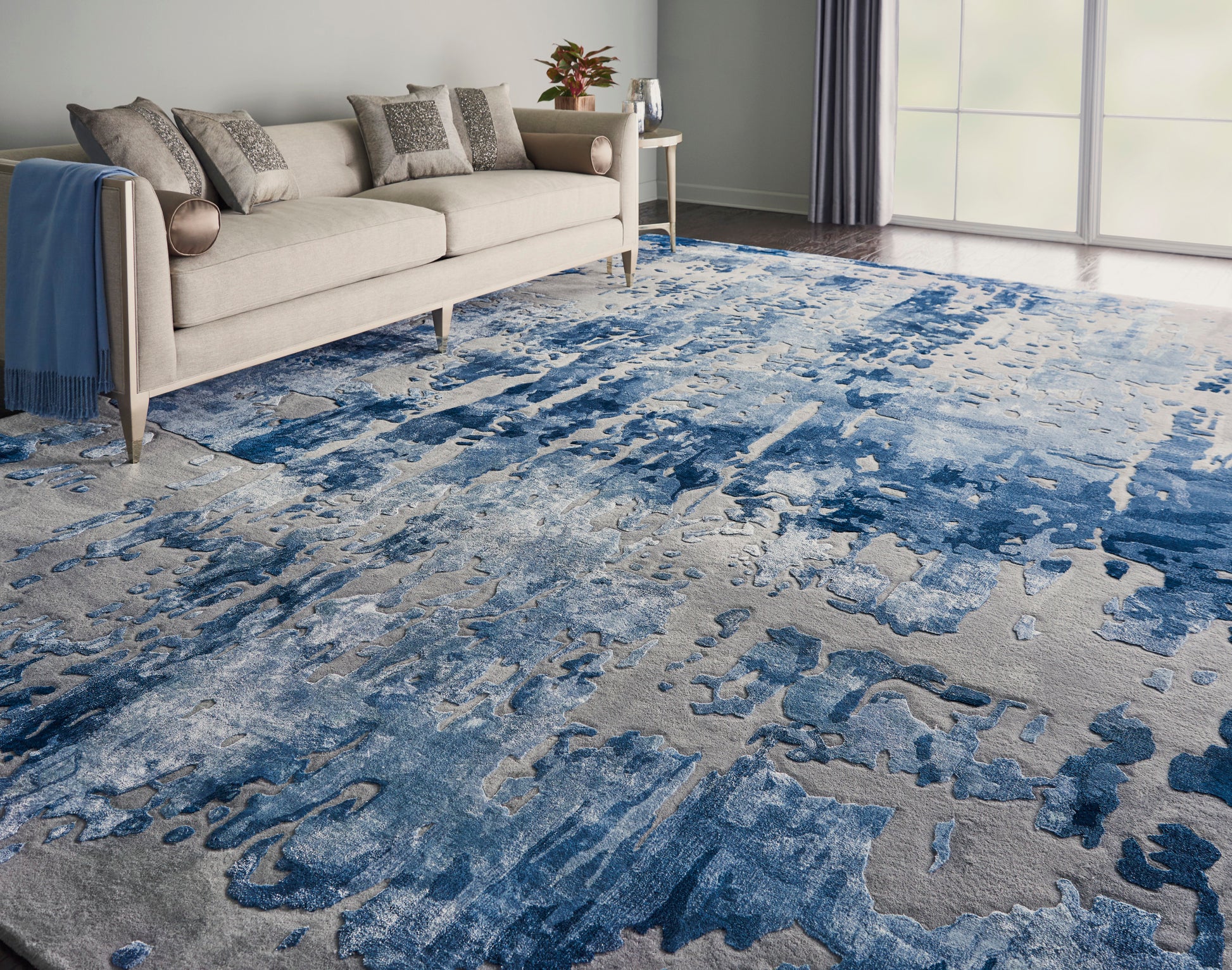 Nourison Home Prismatic  Blue Grey  Contemporary