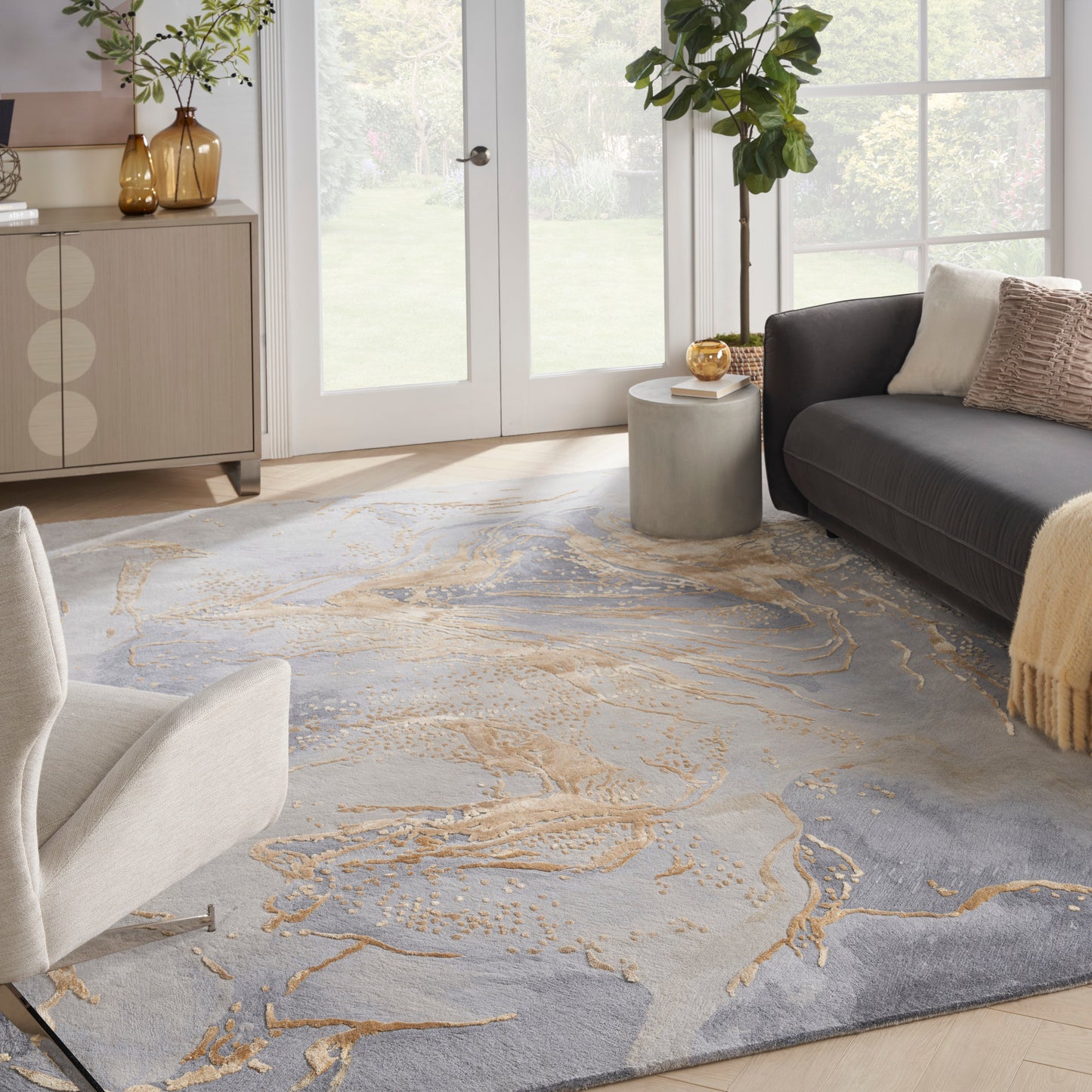 Nourison Home Prismatic  Grey Gold  Contemporary